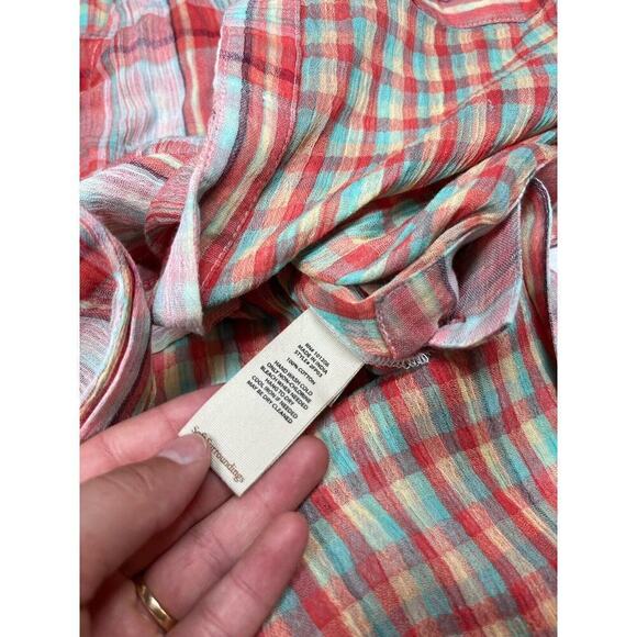 Soft Surrounding Red Plaid Shell Button Down Size Blouse Size Small - Picture 7 of 8